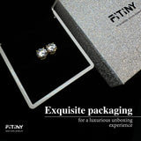 S925 Magnetic Moissanite / CZ Round Halo Stud Earrings for Men Women, 1ct 6.5mm Round Cut, Inlaid Magnetic Earrings Non-Piercing Clip On Stud Earring - Fitiny