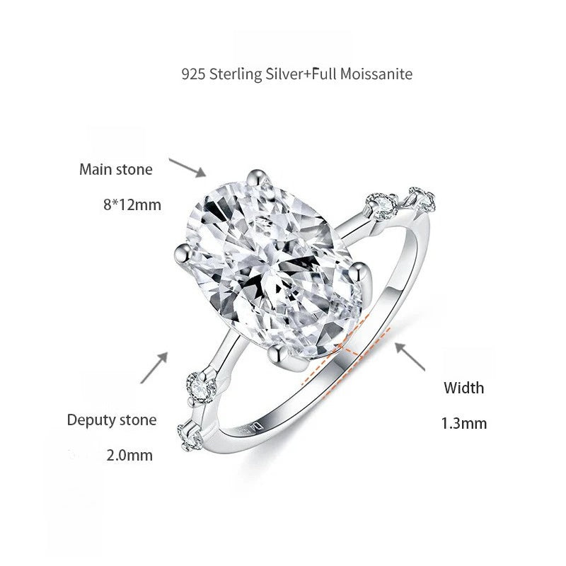 Elegant Oval Moissanite Ring — 4.5 Carat Brilliant Cut in St - Detail View - FITINY Jewelry