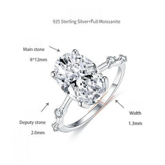 Elegant Oval Moissanite Ring — 4.5 Carat Brilliant Cut in St - Detail View - FITINY Jewelry