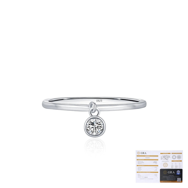 Minimalist Geometric Moissanite Ring in Sterling Silver - On Model View - FITINY