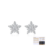 Snowflake Moissanite Stud Earrings in Sterling Silver - On Model View - FITINY