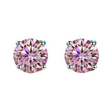 S925 Multicolor Moissanite 4-Prong Stud Earrings, 10 Color 0.5-3ct D-Grade VVS Certificate, Unisex Hypoallergenic Sterling Silver Gift - Fitiny