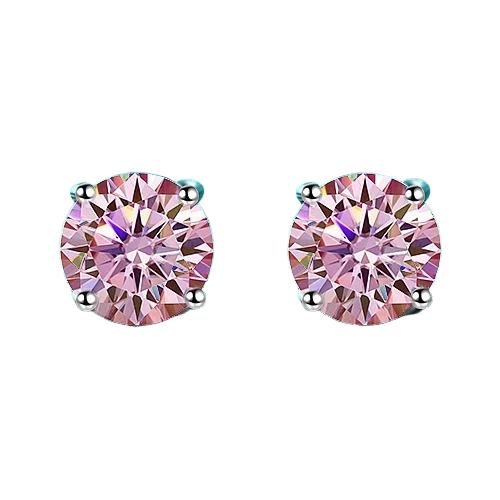 S925 Multicolor Moissanite 4-Prong Stud Earrings, 10 Color 0.5-3ct D-Grade VVS Certificate, Unisex Hypoallergenic Sterling Silver Gift - Fitiny