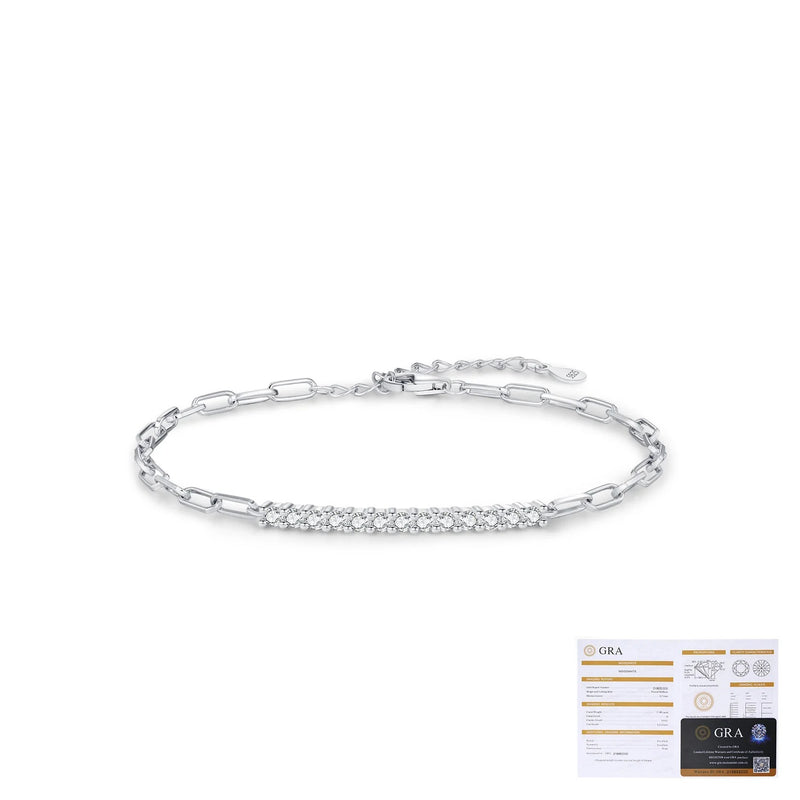 Geometric Moissanite Accent Bracelet in Sterling Silver - On Model View - FITINY