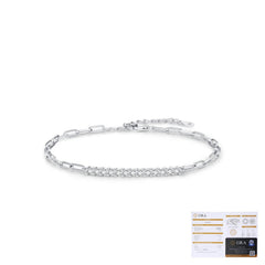 Geometric Moissanite Accent Bracelet in Sterling Silver - On Model View - FITINY