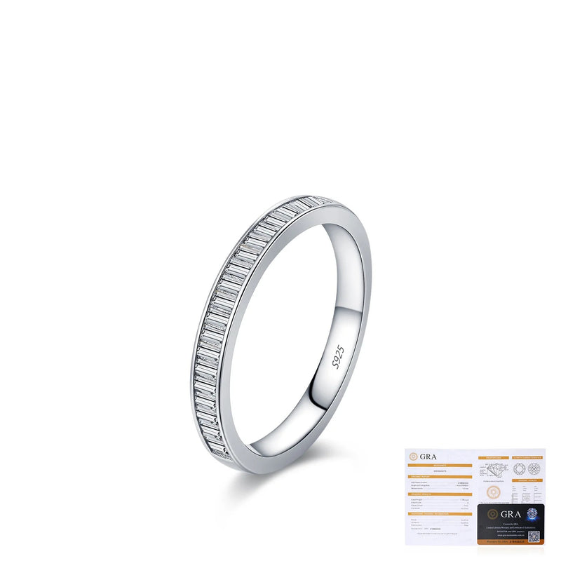 Geometric Moissanite-Embellished Sterling Silver Staircase R - Detail View - FITINY Jewelry