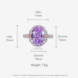 Bague ajustable multicolore en zircone cubique ovale taille fleur de glace, bleu et vert, 10 x 14 mm, 8A, bande pavée bicolore, luxe délicat 