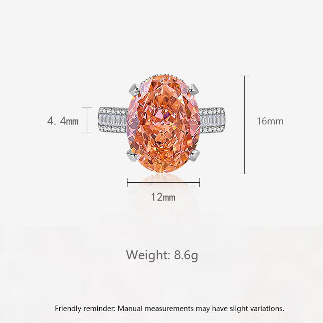 Multicolor Ice Flower Cut Oval CZ Adjustable Ring, Triple Pave Band, 12*16mm 5A Cubic Zirconia, 4 Color Options, Dainty Luxe