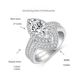 FITINY French-Inspired Vintage Moissanite Stack Ring Set – 2.0ct Center Stone + 0.574ct Accent Stones, 925 Silver Plated 18K Gold