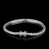 VVS1 Moissanite S925 & 14K Tennis Chain Iced Out Necklace and Bracelet, 6–26 Inch, 2–6.5mm Round Cut D-Grade Certified Moissanite, Sterling Silver White Gold Plated, Hypoallergenic Hip Hop Jewelry