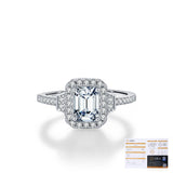 Emerald-Cut Moissanite Ring in Sterling Silver – Vintage-Ins - Detail View - FITINY Jewelry