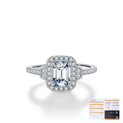 Emerald-Cut Moissanite Ring in Sterling Silver – Vintage-Ins - Detail View - FITINY Jewelry