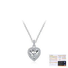 Heart-Shaped Moissanite Pendant Necklace in Sterling Silver  - Detail View - FITINY Jewelry