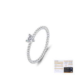 Heart-Shaped Moissanite Ring in Sterling Silver – Minimalist - Detail View - FITINY Jewelry