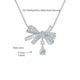 Butterfly Bow Drop Necklace with Moissanite — Sterling Silve - Detail View - FITINY Jewelry
