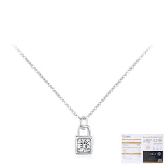 D-Color Moissanite Pendant Necklace in Sterling Silver – Del - On Model View - FITINY