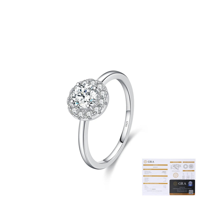 Round Moissanite Solitaire Ring in Sterling Silver – Minimal - Detail View - FITINY Jewelry