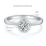 Geometric Round Moissanite Ring in Sterling Silver – 1 Carat - Detail View - FITINY Jewelry
