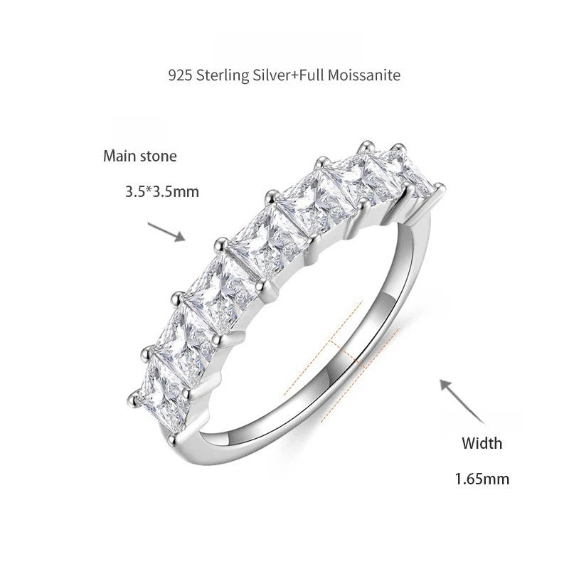 Princess-Cut Moissanite Ring in Sterling Silver – Elegant Ev - On Model View - FITINY