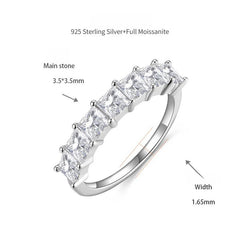 Princess-Cut Moissanite Ring in Sterling Silver – Elegant Ev - On Model View - FITINY