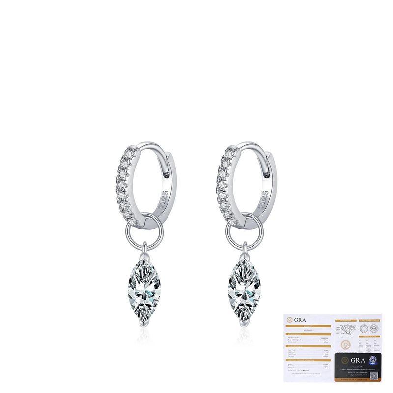 Waterdrop Moissanite Stud Earrings in Sterling Silver - On Model View - FITINY
