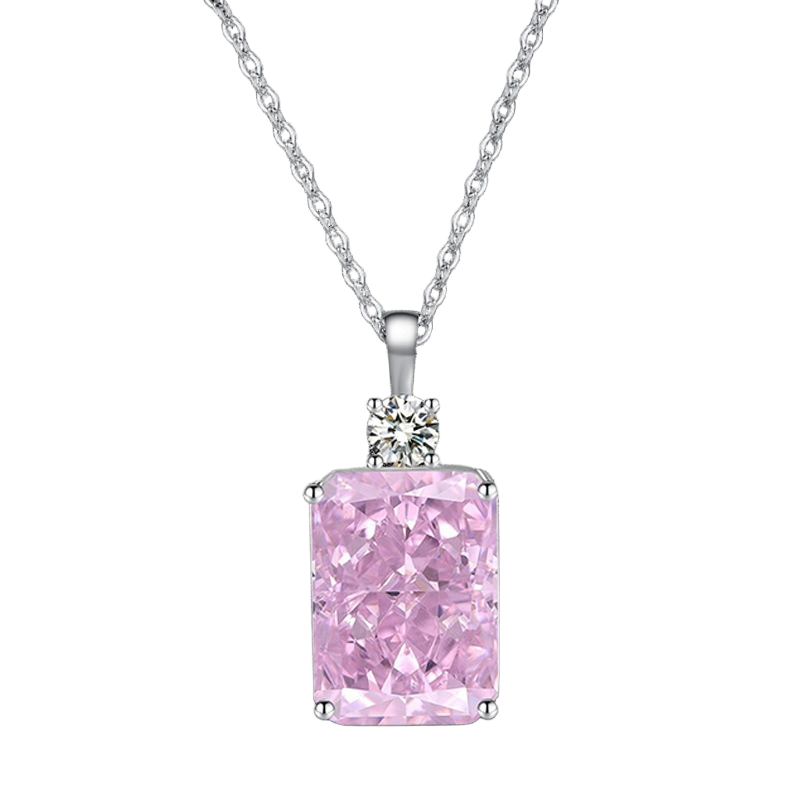 Multicolor Ice Flower Cut CZ Pendant Necklace, 10*14mm 5A Cubic Zirconia, 6 Color Options, Dainty Luxe Pendant