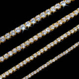 Hip Hop Iced Out Tennis Chain Necklaces, 18K Gold & White Gold Plated, 3–6mm CZ Iced Out Bling Jewelry, 16-24inch