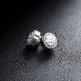 Multicolor Crystal Cluster Magnetic Round Halo Stud Earrings for Men Women, 6mm Round Crystal Inlaid Magnetic Earrings Non-Piercing Clip On Stud Earring - Fitiny
