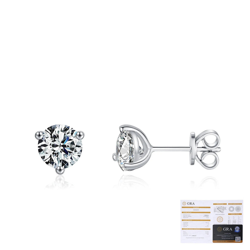 Round Moissanite Stud Earrings in Sterling Silver – Minimali - Detail View - FITINY Jewelry