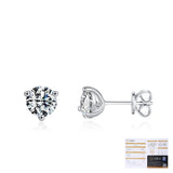 Round Moissanite Stud Earrings in Sterling Silver – Minimali - Detail View - FITINY Jewelry