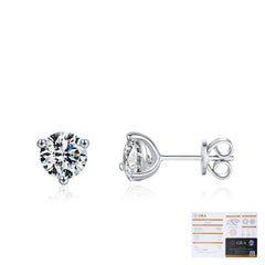 Round Moissanite Stud Earrings in Sterling Silver – Minimali - Detail View - FITINY Jewelry
