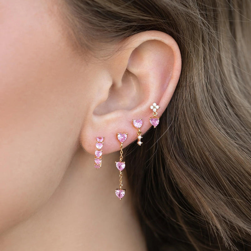 Multi Sets of Blue Flower Pierced Earrings, 4-6pcs, 18k Gold Plated Stud Drop Hoop Huggie Cuff Chain, S925 Needle, Stacked Lobe Designs with Dazzling Zirconia