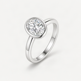 2 Carat Oval D-Color VVS1 Moissanite Solitaire Engagement Ring in Sterling Silver with 18K – product photo [FITINY]