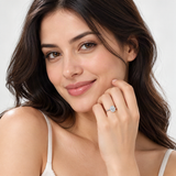 2 Carat Oval D-Color VVS1 Moissanite Solitaire Engagement Ring in Sterling Silver with 18K – worn by a woman, true-to-size [FITINY]