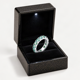 Blue-Green D-Color VVS1 Moissanite Stack Engagement Ring Set – in the FITINY gift box [FITINY]