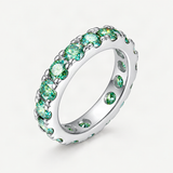 Blue-Green D-Color VVS1 Moissanite Stack Engagement Ring Set – product photo [FITINY]