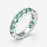 Blue-Green D-Color VVS1 Moissanite Stack Engagement Ring Set – product photo [FITINY]