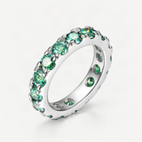 Blue-Green D-Color VVS1 Moissanite Stack Engagement Ring Set – Blue Green option [FITINY]