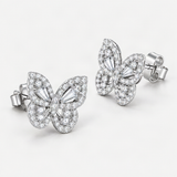 Bow-Knot Stud Earrings with Brilliant D-Color VVS1 Moissanite Accents – close-up of the setting and stone [FITINY]