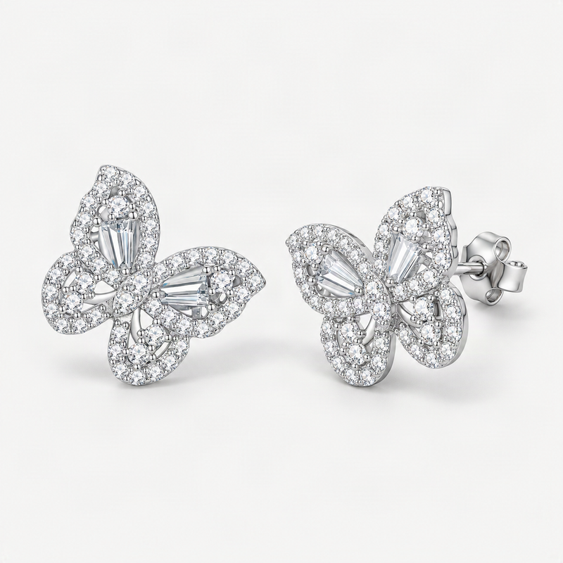 Bow-Knot Stud Earrings with Brilliant D-Color VVS1 Moissanite Accents – product photo [FITINY]