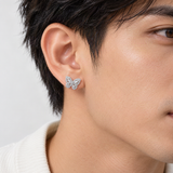 Bow-Knot Stud Earrings with Brilliant D-Color VVS1 Moissanite Accents – worn by a man, true-to-size [FITINY]