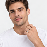 Bubble Stack Engagement Ring – worn by a man, true-to-size [FITINY]