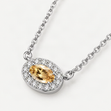 Champagne D-Color VVS1 Moissanite Pendant Necklace in Sterling Silver – close-up of the setting and stone [FITINY]