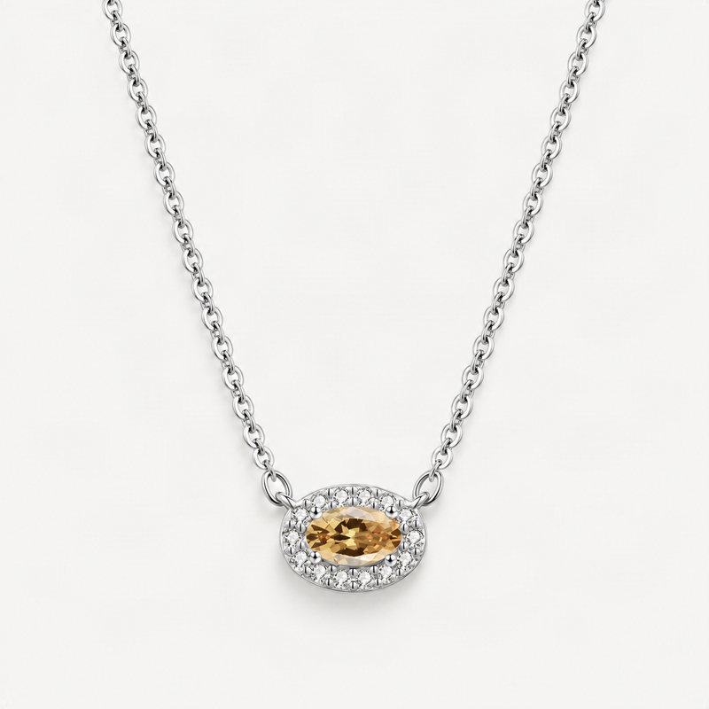 Champagne D-Color VVS1 Moissanite Pendant Necklace in Sterling Silver – product photo [FITINY]