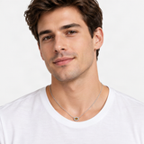 Champagne D-Color VVS1 Moissanite Pendant Necklace in Sterling Silver – worn by a man, true-to-size [FITINY]