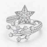Comet Star D-Color VVS1 Moissanite Engagement Ring in Sterling Silver – close-up of the setting and stone [FITINY]