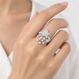 Comet Star D-Color VVS1 Moissanite Engagement Ring in Sterling Silver – worn by a woman, true-to-size [FITINY]