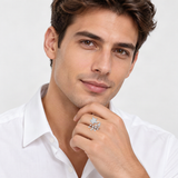 Comet Star D-Color VVS1 Moissanite Engagement Ring in Sterling Silver – worn by a man, true-to-size [FITINY]