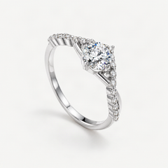 Crown-Style D-Color VVS1 Moissanite Ring in Sterling Silver for Engagement or Wedding – product photo [FITINY]