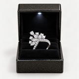 Crown Stack Engagement Ring: D-E Color D-Color VVS1 Moissanite Drop-Cut Solitaire in Sterl – in the FITINY gift box [FITINY]